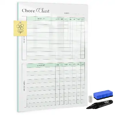 Pizarra magnética de cristal borrable tabla de organización para tareas del hogar