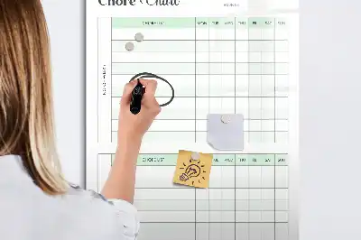 Pizarra magnética de cristal borrable tabla de organización para tareas del hogar