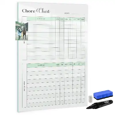 Pizarra magnética de cristal borrable tabla de organización para tareas del hogar