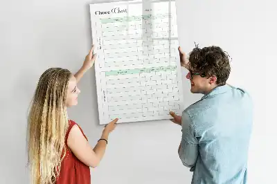 Pizarra magnética de cristal borrable tabla de organización para tareas del hogar