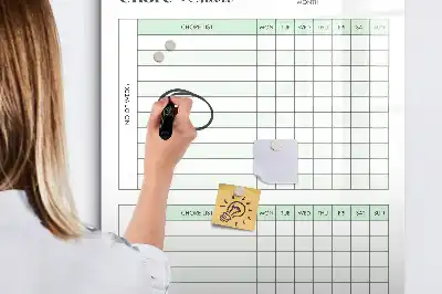 Pizarra magnética de cristal borrable tabla de organización para tareas del hogar