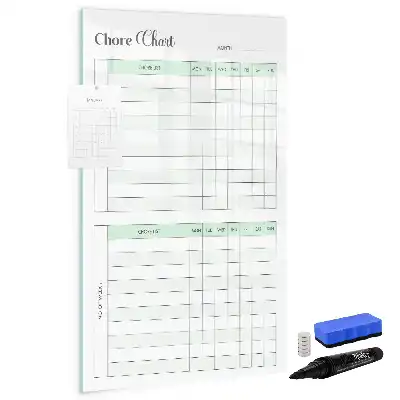 Pizarra magnética de cristal borrable tabla de organización para tareas del hogar