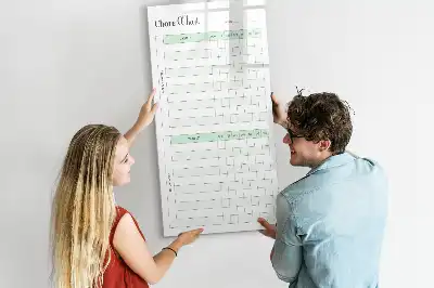 Pizarra magnética de cristal borrable tabla de organización para tareas del hogar