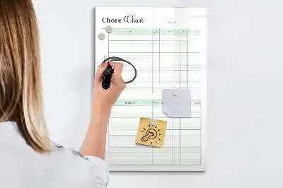 Pizarra magnética de cristal borrable tabla de organización para tareas del hogar