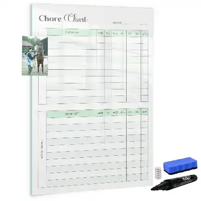 Pizarra magnética de cristal borrable tabla de organización para tareas del hogar