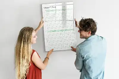 Pizarra magnética de cristal borrable tabla de organización para tareas del hogar