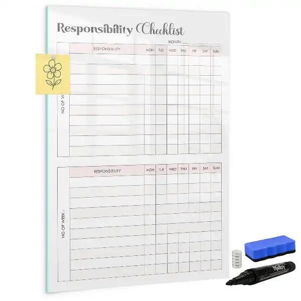 Pizarra magnética decorativa con rotulador de lista de responsabilidades