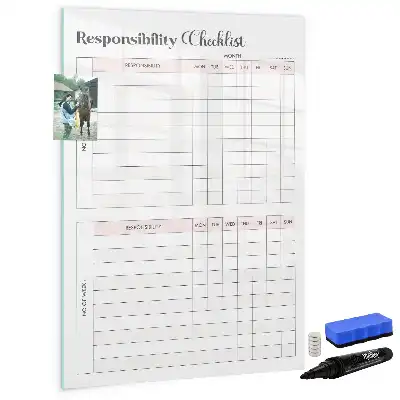 Pizarra magnética decorativa con rotulador de lista de responsabilidades