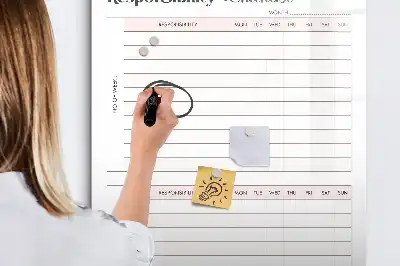 Pizarra magnética decorativa con rotulador de lista de responsabilidades