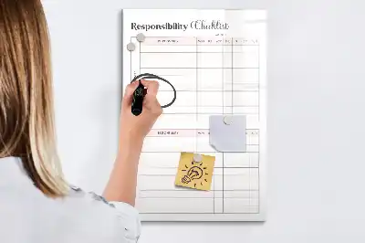 Pizarra magnética decorativa con rotulador de lista de responsabilidades