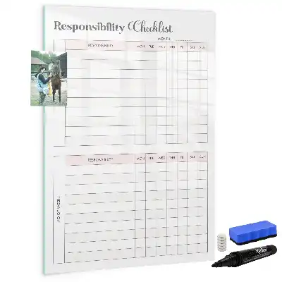 Pizarra magnética decorativa con rotulador de lista de responsabilidades