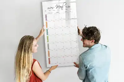 Pizarra magnética borrable de cristal con diseño de menú semanal