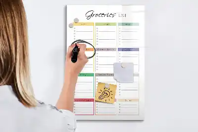 Pizarra magnética decorativa lista de la compra con rotulador incluido