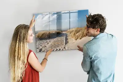 Pizarra borrable de cristal con imanes diseño de vista de la playa