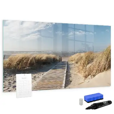 Pizarra borrable de cristal con imanes diseño de vista de la playa