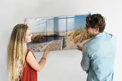 Pizarra borrable de cristal con imanes diseño de vista de la playa