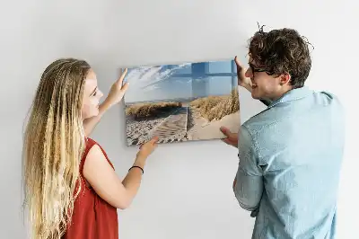 Pizarra borrable de cristal con imanes diseño de vista de la playa