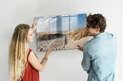 Pizarra borrable de cristal con imanes diseño de vista de la playa