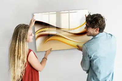 Pizarra borrable de cristal con imanes diseño de abstracción de olas
