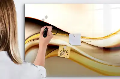 Pizarra borrable de cristal con imanes diseño de abstracción de olas