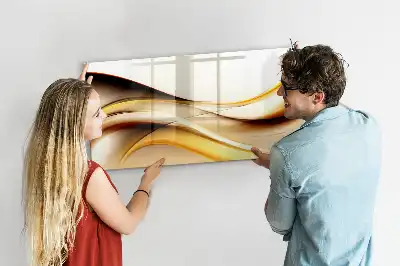 Pizarra borrable de cristal con imanes diseño de abstracción de olas