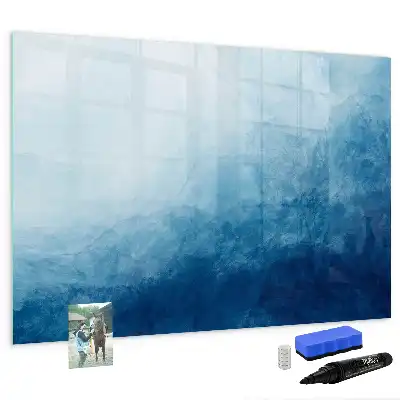 Pizarra de cristal magnética borrable con diseño de abstracción de agua