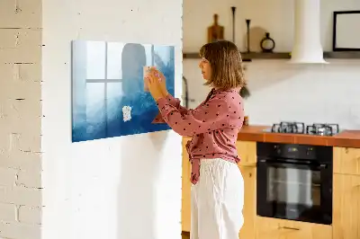 Pizarra de cristal magnética borrable con diseño de abstracción de agua