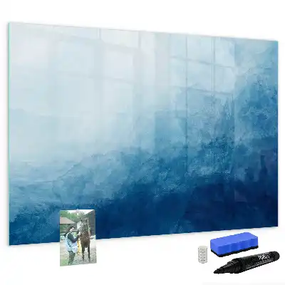 Pizarra de cristal magnética borrable con diseño de abstracción de agua