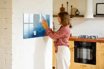 Pizarra de cristal magnética borrable con diseño de abstracción de agua