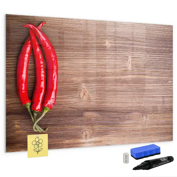 Pizarra borrable de cristal con imanes chiles