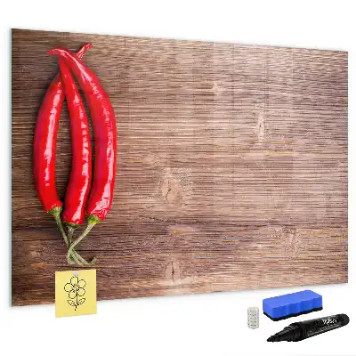 Pizarra borrable de cristal con imanes chiles
