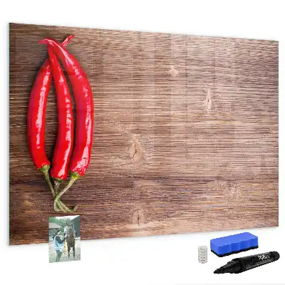Pizarra borrable de cristal con imanes chiles