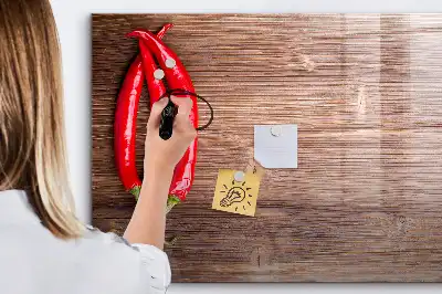 Pizarra borrable de cristal con imanes chiles