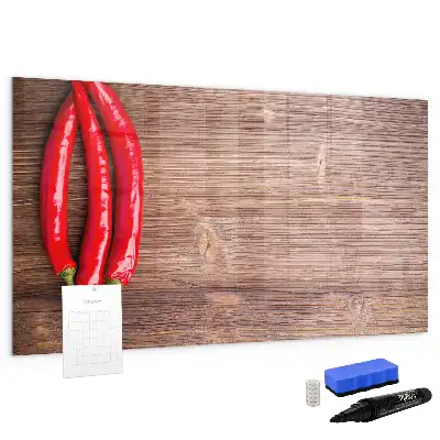 Pizarra borrable de cristal con imanes chiles