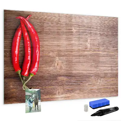 Pizarra borrable de cristal con imanes chiles