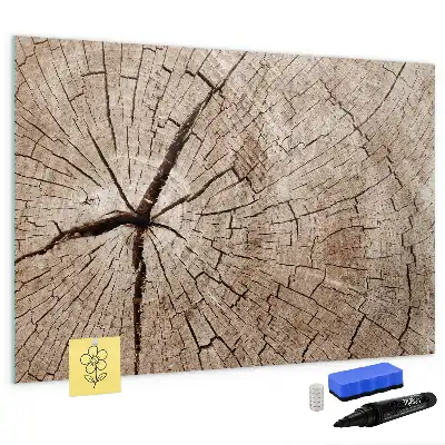 Pizarra magnética de pared con rotulador y diseño de tronco de madera