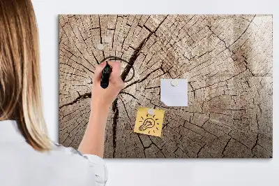 Pizarra magnética de pared con rotulador y diseño de tronco de madera