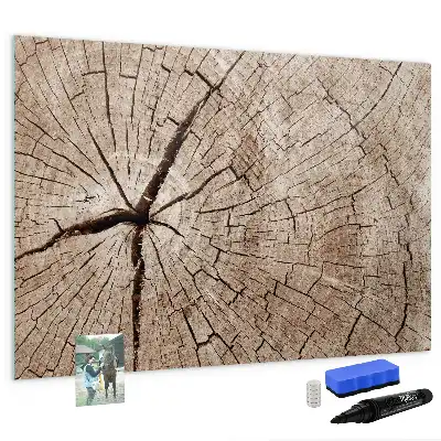 Pizarra magnética de pared con rotulador y diseño de tronco de madera