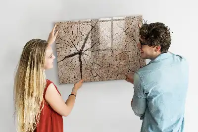 Pizarra magnética de pared con rotulador y diseño de tronco de madera