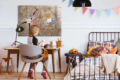 Pizarra magnética de pared con rotulador y diseño de tronco de madera