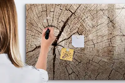 Pizarra magnética de pared con rotulador y diseño de tronco de madera