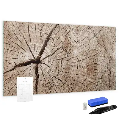Pizarra magnética de pared con rotulador y diseño de tronco de madera