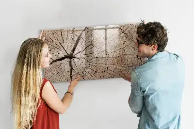 Pizarra magnética de pared con rotulador y diseño de tronco de madera