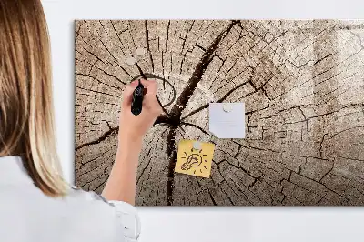 Pizarra magnética de pared con rotulador y diseño de tronco de madera