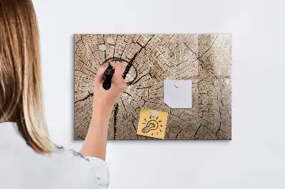 Pizarra magnética de pared con rotulador y diseño de tronco de madera