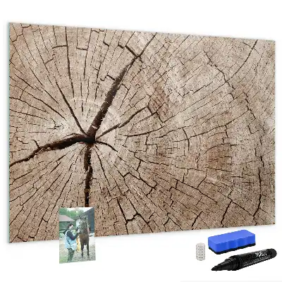 Pizarra magnética de pared con rotulador y diseño de tronco de madera