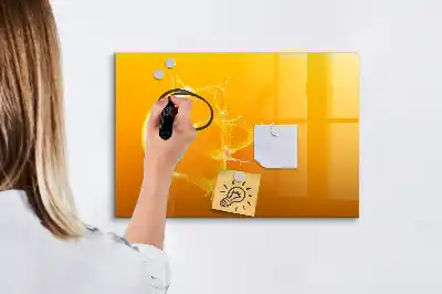 Pizarra borrable de cristal con imanes en color naranja