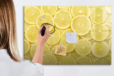 Pizarra de cristal con imanes borrable diseño rodajas de limón
