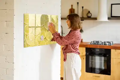 Pizarra de cristal con imanes borrable diseño rodajas de limón