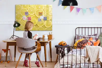 Pizarra de cristal con imanes borrable diseño rodajas de limón